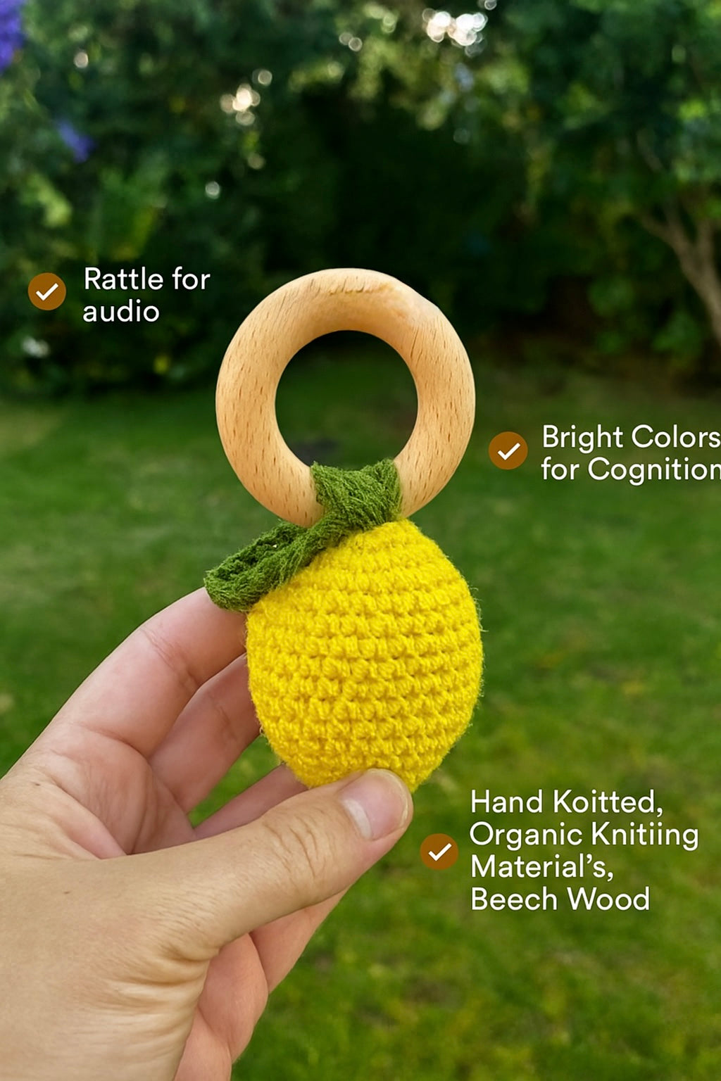 Lemon Rattle Ring Teether